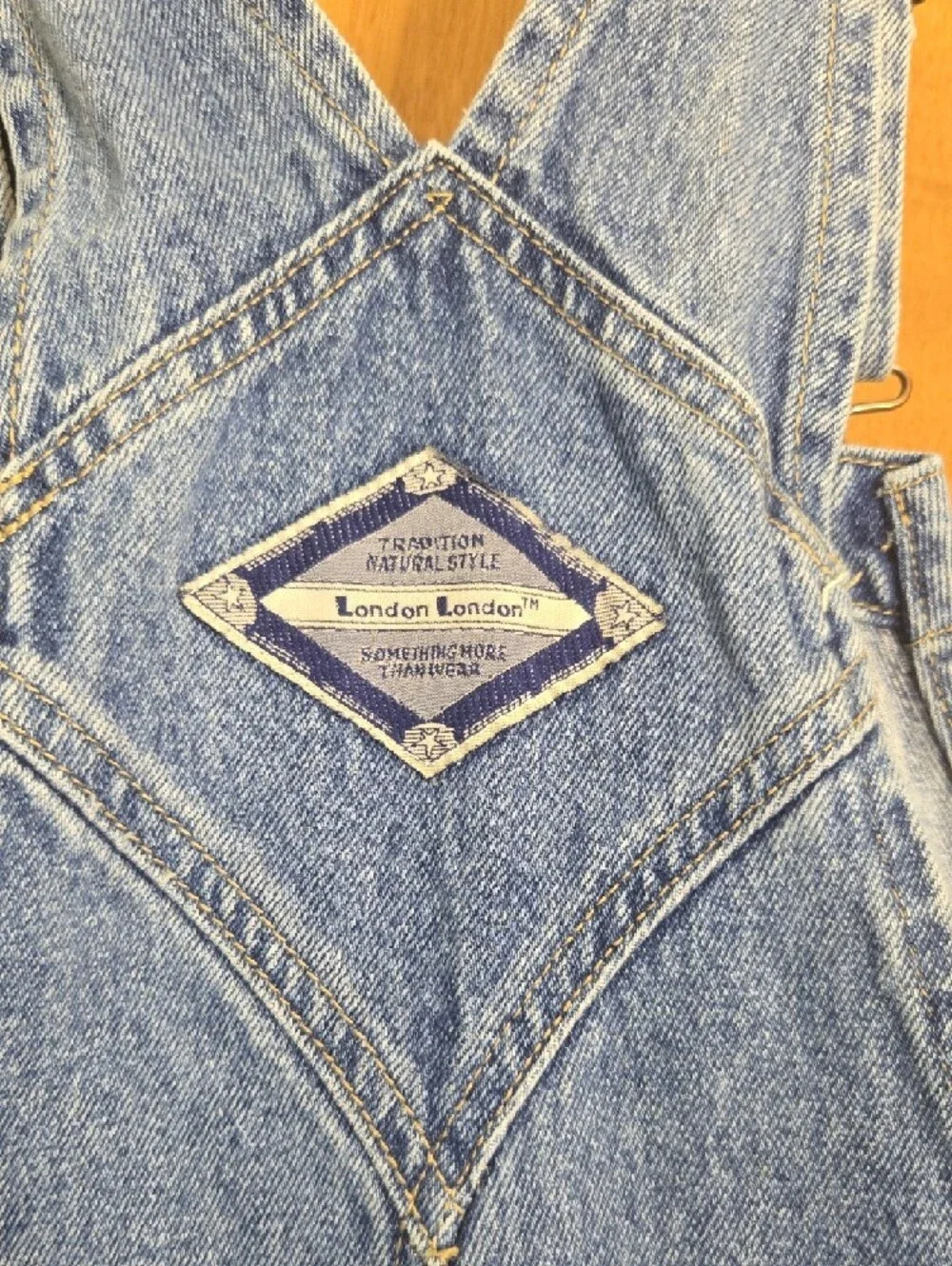 Light Wash Straight Leg Blue Denim Vintage 100 Cotton London Overalls Jumpsuit - Picture 8 of 12